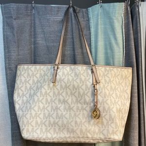 Cream Michael Kors Tote
